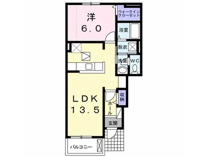 メゾン・ヴェルファイア LLL(1LDK/1階)の間取り写真