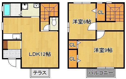 ヴォラーレ学研台II(2LDK/1階)の間取り写真
