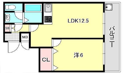 白蘭マンション(1LDK/3階)の間取り写真
