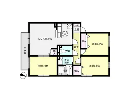 レゾネイト野間(3LDK/1階)の間取り写真