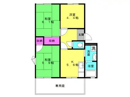 フレグランス竜山A・C(3K/1階)の間取り写真