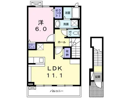 プリムローズM(1LDK/2階)の間取り写真