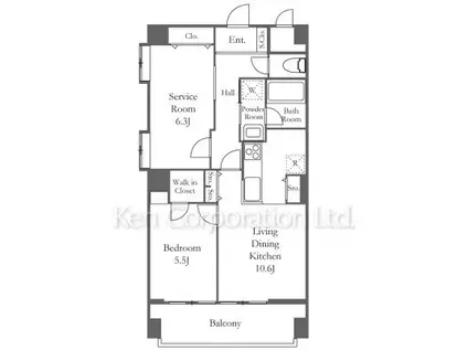 アンバサダー六本木(2LDK/2階)の間取り写真
