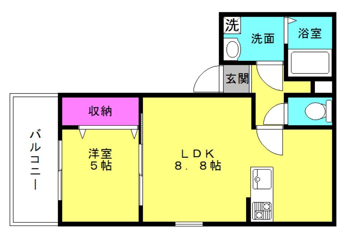 ジーメゾン西二見リュクス(1LDK/2階)の間取り写真