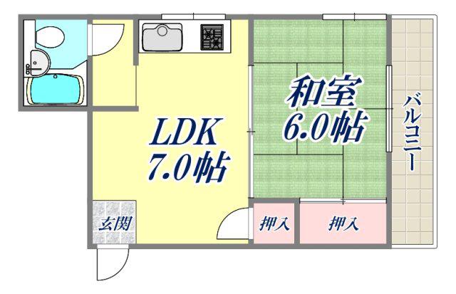 シャルム風見鶏(1DK/1階)の間取り写真