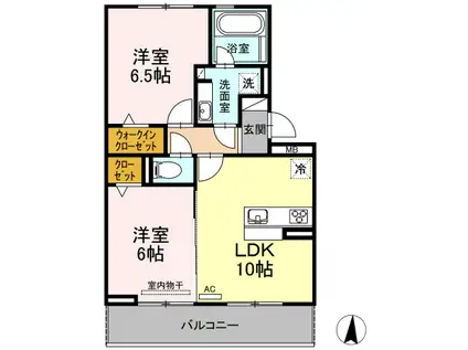 CUOREZUKAII(2LDK/2階)の間取り写真