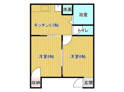 生田コーポ(2DK/1階)の間取り写真