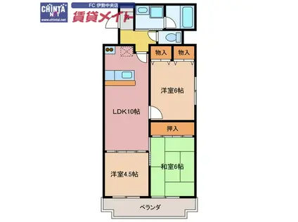 エスペランサ磯部(3LDK/3階)の間取り写真