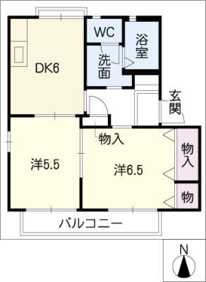 フォーレス(2DK/2階)の間取り写真