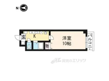 エレガント鴨川A棟(1K/2階)の間取り写真