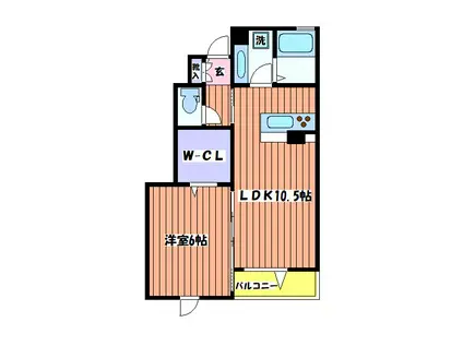 ショコラ国立(1LDK/1階)の間取り写真