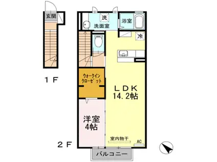 インペリアル(1LDK/2階)の間取り写真