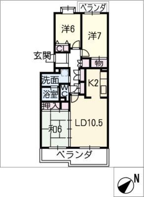 南山レジデンスB棟(3LDK/3階)の間取り写真