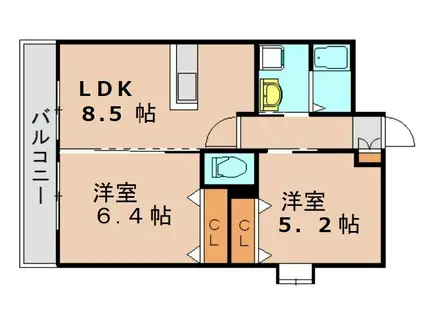 ラファセエスティーロ箱崎駅前(2LDK/3階)の間取り写真