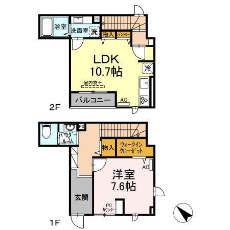エクセリア大崎(1LDK/2階)の間取り写真