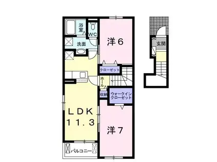 サンゾーラ(2LDK/2階)の間取り写真