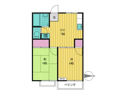 アーバンハイツ元町(2DK/2階)の間取り写真
