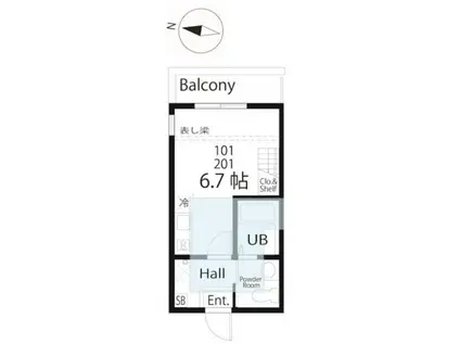 ハーミットクラブハウスコルド2(ワンルーム/1階)の間取り写真