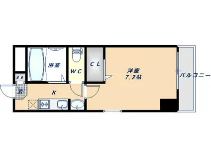 リバーライズ布施I(1K/4階)の間取り写真