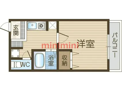 CALM ウエスト(1DK/1階)の間取り写真