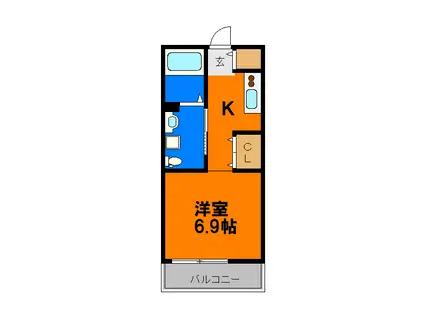 マ・メールロア大和田(1K/1階)の間取り写真