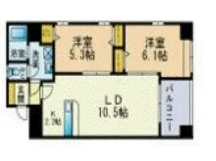 エトゥール博多駅前(2LDK/2階)の間取り写真