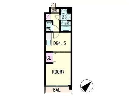 マリーベル南草津(1DK/8階)の間取り写真