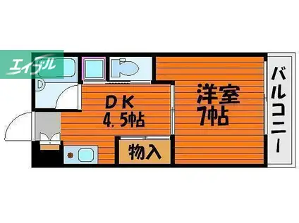 パーティアム津高(1DK/1階)の間取り写真