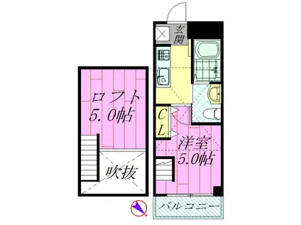 ウエストヴィラ(1SK/3階)の間取り写真