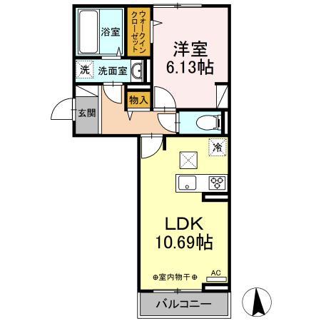 ノアエスト(1LDK/1階)の間取り写真