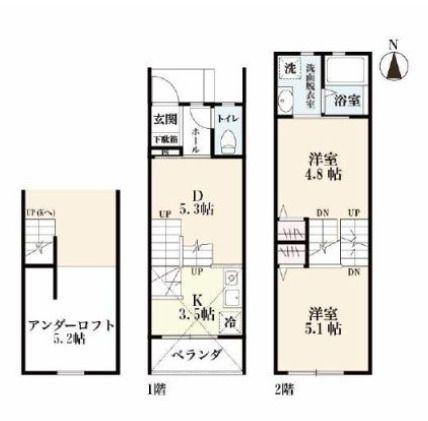プレミアム東佐賀(2DK/1階)の間取り写真