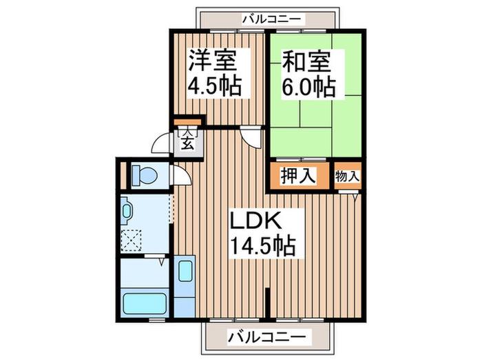 サンガーデン南町田C棟(2LDK/1階)の間取り写真