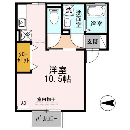 セジュール神辺(ワンルーム/2階)の間取り写真