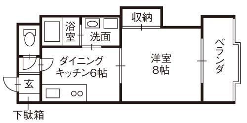 ウエストコート(1DK/2階)の間取り写真