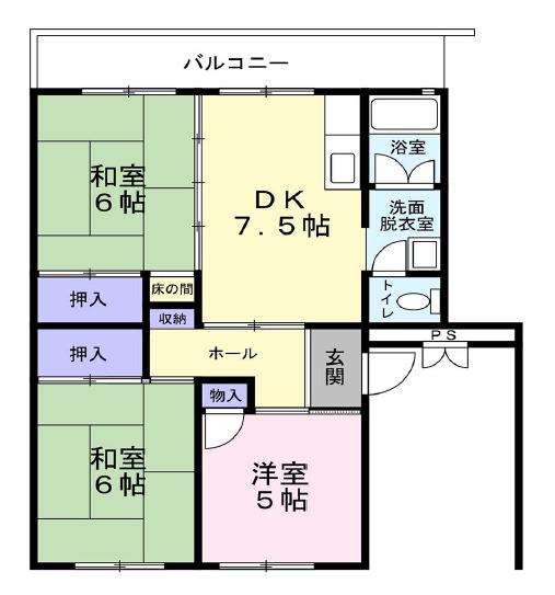フラワリータウン生駒A棟(3DK/2階)の間取り写真