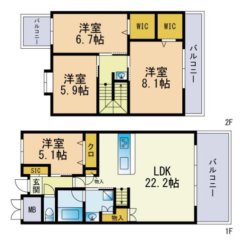 アントレ平尾参道(4LDK/5階)の間取り写真