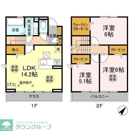 セレシア B棟(3LDK/2階)の間取り写真
