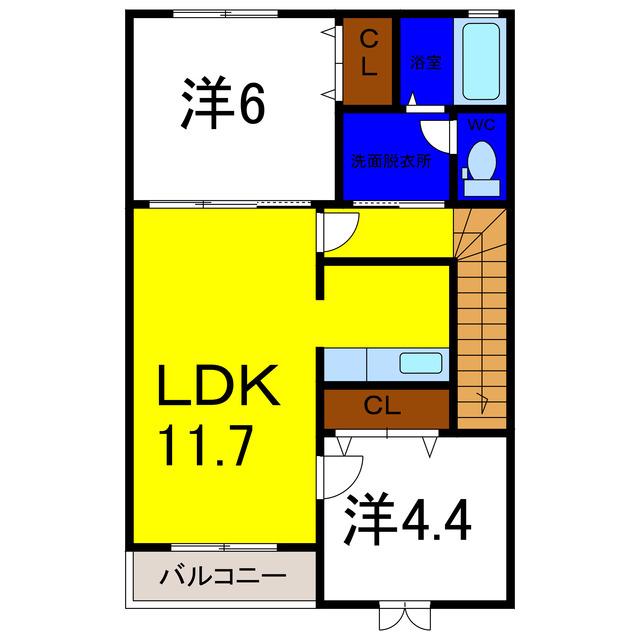 シャルマンファミーユI(2LDK/2階)の間取り写真
