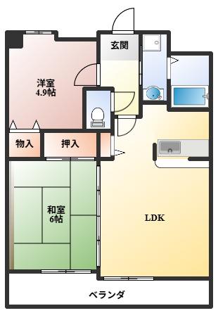 スプリングヒルズIII(2LDK/6階)の間取り写真