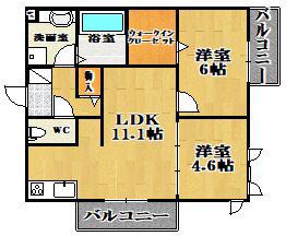 レオガーデン(2LDK/2階)の間取り写真