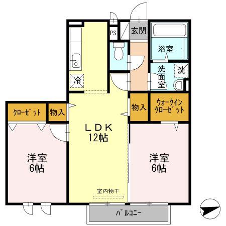 グランパルク(2LDK/2階)の間取り写真
