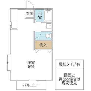 クレールタウンB(ワンルーム/2階)の間取り写真