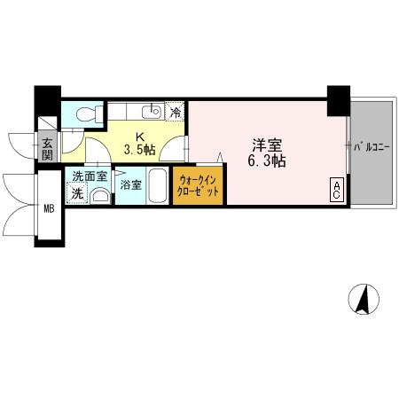 エリジオン(1K/2階)の間取り写真