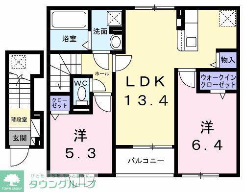 ヴァン リュミエール(2LDK/2階)の間取り写真