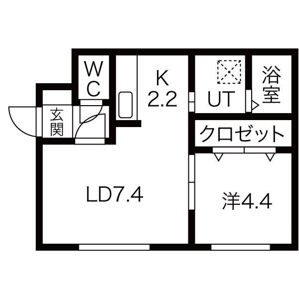セレーノ ロッソ(1LDK/2階)の間取り写真