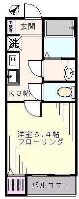 アディール川崎小田(1K/2階)の間取り写真