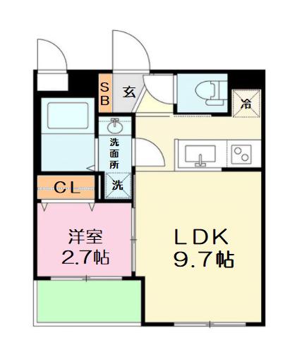 プレール・ドゥーク平和台(1LDK/2階)の間取り写真