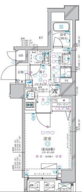 ディアレイシャス市谷薬王寺(1K/11階)の間取り写真