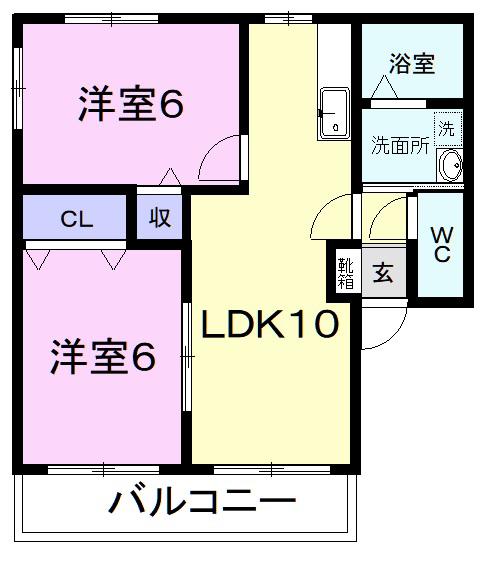 サンモールミナミ A(2LDK/2階)の間取り写真