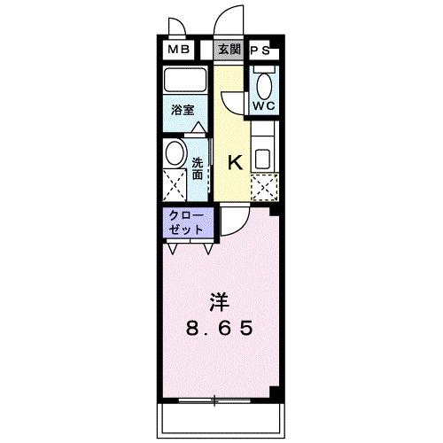 エスパソ諏訪(1K/2階)の間取り写真